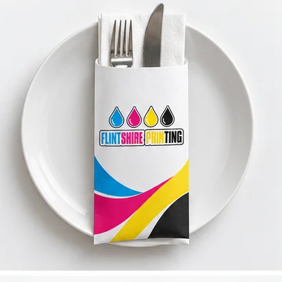 Cutlery Pouches: Flintshire Printing branded angled view example
