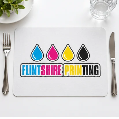 Paper Placemats: Flintshire Printing branded angled view example