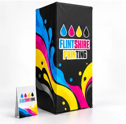 Pop-Up Tower: Flintshire Printing branded angled view example