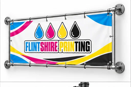 Monsoon Wall Banner Frame: Flintshire Printing branded angled view example
