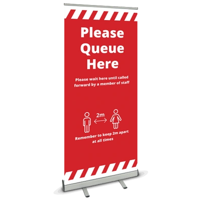 850 Roller Banner - Please Queue Alert